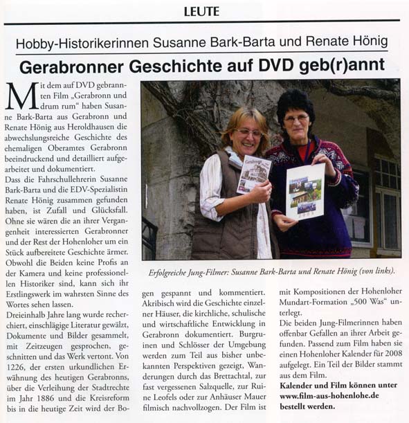 artikel in hohenloher trends 2008